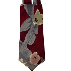 Valeriano Red Gray Floral Silk Tie